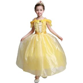 Dressy Daisy Toddler Girls' Princess Costumes Fancy Dress Up with Accessories Halloween Birthday Party Outfit Yellow
