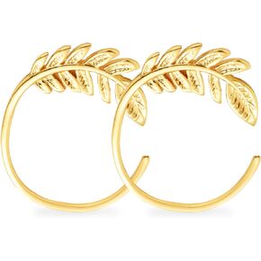 Gold Hoop Earrings For Women 14k Gold Plated Petal Design Prevent Allergy Hoop Earrings Set For Gift (14K Gold)