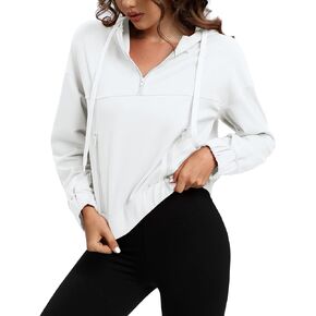 ALIMASHA Womens Half Zip Cropped Hoodies Quarter Zip Up Pullover Sweatshirts Casual Fall Clothes Outfits Sweater for Women