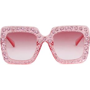 ADE WU Oversize Square Rhinestone Sunglasses Retro Thick Square Frame Sun Glasses