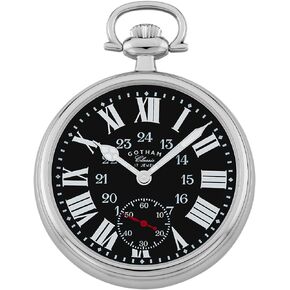 Gotham Classic Series Stainless Steel Open Face 17 Jewel Mechanical Hand Wind Pocket Watch # GWC14112SB