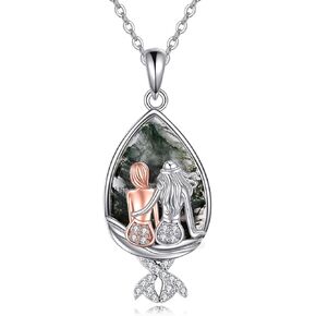 MONGAS Mermaid Necklaces 925 Sterling Silver with Crystal Mermaid Sister Jewelry Gifts for Women in Saudi Arabia
