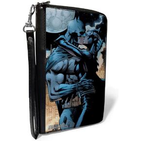 Buckle-Down DC Comics Wallet, Zip Around, Batman Hush Kissing Catwoman Comic Book Scene, Vegan Leather