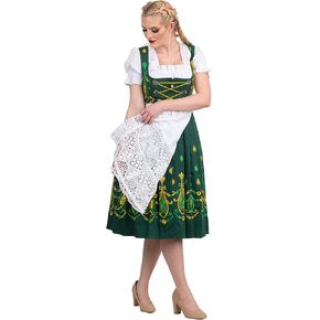 3 قطع فستان طويل للحفلات الألمانية Dirndl Oktoberfest البافارية Trachten أخضر 46 16