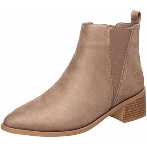 C&C California Women's Modern Chelsea Booties Dressy Stacked Heeled Shoes Slip On Western Ankle Boots for Women with Elastic V-Stretch Panel and Pull Up Tab