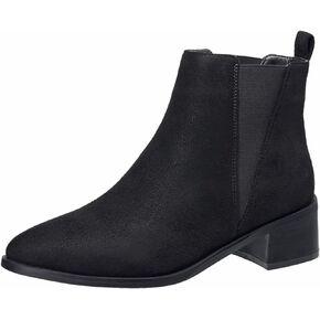 C&C California Women's Modern Chelsea Booties Dressy Stacked Heeled Shoes Slip On Western Ankle Boots for Women with Elastic V-Stretch Panel and Pull Up Tab