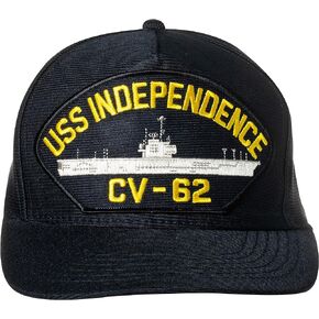 United States Navy USS Independence CV-62 Aircraft Carrier Ship Emblem Patch Hat Navy Blue Baseball Cap