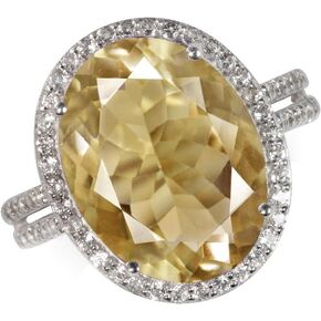 Silvershake Huge 8.2ct. Genuine Citrine and Topaz White Gold Plated 925 Sterling Silver Ring