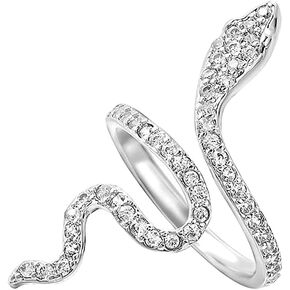 Q&D&S Punk Snake Rings for Women Sterling Silver Cubic Zirconia Adjustable Rings for men Vintagee Snake Statement Ring Jewelry Gifts