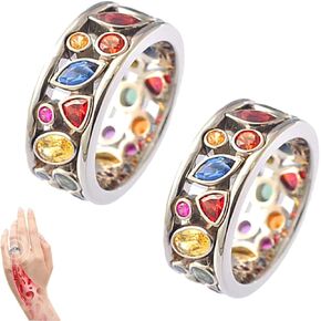 Heathcryt Crystal-Quartz Ionix Ring, Crystal-Quartz Ionix Ring Colorful Women Hollow Out Geometric Stone Rings Cocktail Party Female Finger Ring Fancy Stylish Rings Jewelry Gifts