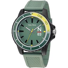 Nautica Men's NAPFWF304 Finn World Military Green Wheat PU Fiber Strap Watch