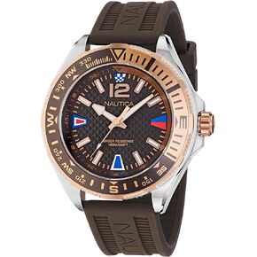 Nautica Men's NAPCWF302 Clearwater Beach Brown Silicone Strap Watch
