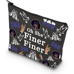 TSOTMO Zeta Social Worker Gift Oh She Finer Finer Makeup Zipper Pouch Bag For Women Girls Greek Sorority Cosmetic Bag ZPB Gift (Finer Finer)