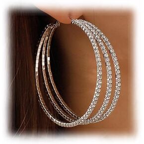 YERTTER Vintage Circle Hoop Dangle Earrings Crystal Rhinestone Round Drop Earrings Tassel Earrings Women Statement Earrings for Wedding Women Brides