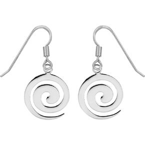 Sterling Silver Swirl Spiral Koru Dangle Earrings