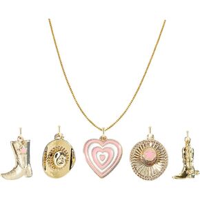 MOEPAPA Cowboy Cowgirl Boots Hat Heart Necklace Western Jewelry for Women Cowgirl Gold Plated Necklace Gifts for Girl Women