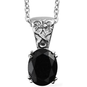 Shop LC Black Tourmaline Necklace - Stainless Steel Pendant Necklace with a Solitaire Gemstone For Women - October Birthstone Jewelry - 20" Necklace LengthJewelry Birthday Gifts for Women