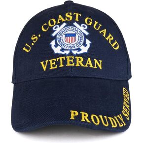 US Coast Guard Veteran Embroidered Structured Cotton Twill Baseball Cap