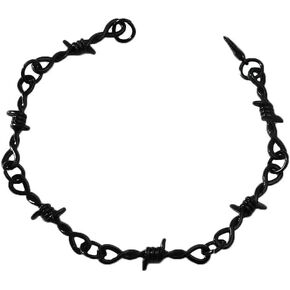 Punk Thorns Bracelet for Men Women Metal Chain Gothic Necklace Hiphop Rock Jewelry Gift - Black