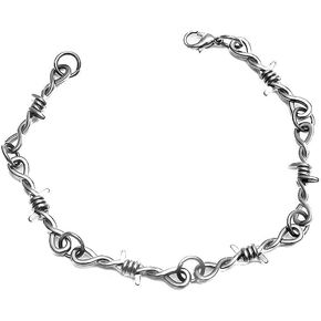 Punk Thorns Bracelet for Men Women Metal Chain Gothic Necklace Hiphop Rock Jewelry Gift - Black in Kuwait