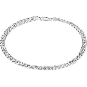 Cuban Link Bracelet for Men Real Solid 925 Sterling Silver Chain Bracelet Cuban Curb Bracelet White Gold Plated Hip Hop Jewelry, 4mm 5mm 6mm Width, 6.5-9 Inch