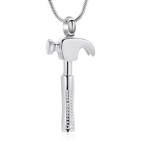 Cremation Jewelry for Ashes Hammer Wrench Urn Necklaces for Ashes for Men Stainless Steel Keepsake Memorial Jewelry for Human …
