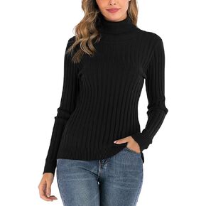 Women's Turtleneck Sweater Long Sleeve Lightweight Thick Ribbed Knitwear