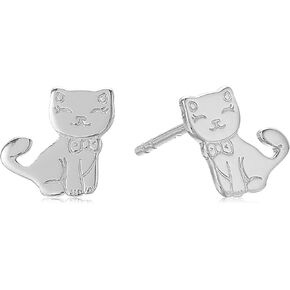 أقراط Mystigold Cat مسمار 925 من الفضة الاسترليني الروديوم ومطلية بالذهب عيار 18 قيراط أنا أقراط مضادة للحساسية أنا أقراط قطة رائعة لطيفة أنا هدية لمحبي القطط أنا فخور أقراط أمي القط أنا أقراط للفتيات المراهقات أنا هدية مجوهرات الحيوان للنساء in Saudi Arabia