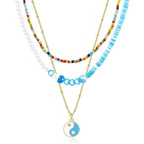 ALEXCRAFT 14K Gold Coloful Beaded Necklace Set for Girls Satellite Bead Ball Chain Choker Necklace for Layering Y2K Trendy Aesthetic Jewelry Necklace
