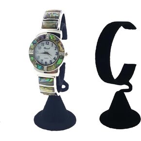 N'ice Packaging 2-Pack Black Velvet Wrist Watch Bracelet Jewelry Showcase Display Stretchie Bangle Bracelet Display Stand (Black Velvet)