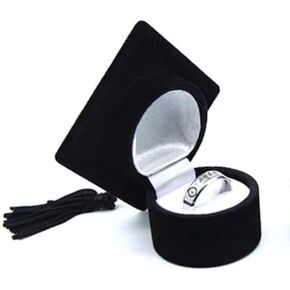 Veewon Graduation Cap Ring Box Black Doctoral Hat Shaped Ring Box for Graduation Gifts Party Decoration