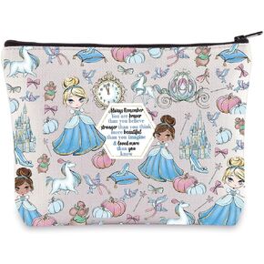 WZMPA Princess Cinderella Cosmetic Bag Cinderella Fans Gift You Are Braver Stronger Beautiful Than You Know Makeup Zipper Pouch Bag (Princess Cinderella)