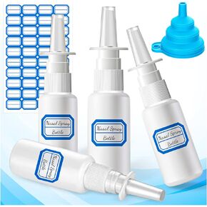 ZHWKMYP 6 Pcs Nasal Spray Bottle, Small Premium Empty Nose Spray Bottle Refillable, Fine Mist Sprayers Atomizers with Funnels and Labels