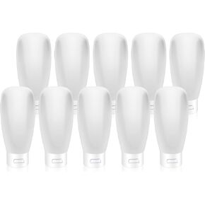 10 Pack 60ml/2oz Plastic Squeeze Tubes Travel Bottles Refillable Translucent Frosted Soft Cosmetic Container with Flip Cover for Facial Cleanser Shampoo Conditioner Lotion Toiletries