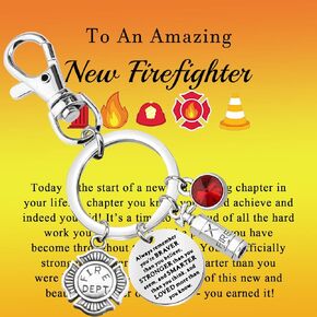 WSNANG Firefighter Keychain New Firefighter Gift Firefighter Graduation Gift Firefighter Gift for Men and Women