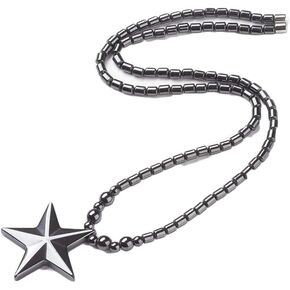 Hematite Necklace Mens Womens Unisex Black Star Magnetic Clasp X75