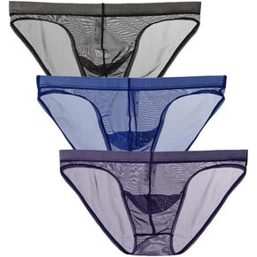 Mens Transparent Mesh Triangle Briefs Underwear See Through Bulge Pouch Underpants Brief
