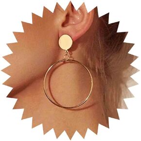 Aneneiceera Punk Exaggerated Circle Drop Earrings Large Circle Earrings Gold Circle Disc Stud Earrings Vintage Geometric Hoop Earrings Jewelry for Women and Girls