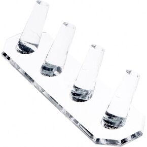 Plymor Clear Acrylic Ring Finger Display, Four, 6.875" W x 2" D x 1.75" H