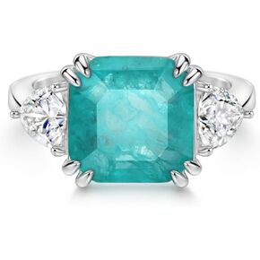 Paraiba Engagement Ring for Women, 3.75 CT Paraiba Solitaire Promise Rings, D Color VVS1 Simulated Diamond 925 Sterling Silver Rings
