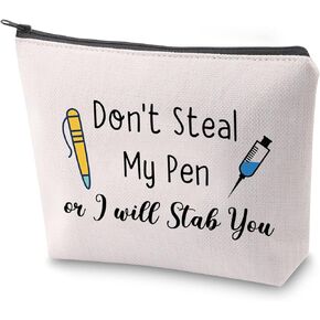 ZJXHPO Nurse Pen Case Don't Steal My Pen Or I Will Stab You Zipper Pouch Makeup Bag RN LPN DNP Accessories Nurse Utensil Cosmetic Bag (Stab You)