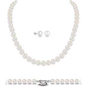 Freshwater Cultured Pearl Necklaces for Women: AAA 16"-18" Wedding Jewelry for Bride Mother Birthday Day Gift for Wife Mom Teen
