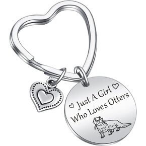 JIUSHUN Otter Lover Keychain Sea Otters Jewelry Otter Mom Gift Daughter Jewelry Cousin Jewelry Animal Gift Otter Theme Keychain Best Friend Keychain Coworker Jewelry Otter Girl Jewelry Otters Keychain