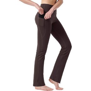 Women's High Waist Bootcut Yoga Pants with Pockets Tummy Control Workout Running Pants Long Bootleg Flare Pants