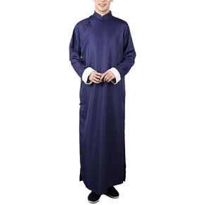 Chinese Traditional Cheongsam Long Robe Mandarin Collar Martial Art Uniform Gown Wing Chun Kung Fu Outfit