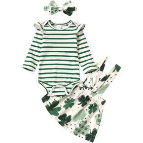 XIFAMNIY Baby Girls Valentine's Day/St.Patrick Day/Easter Day Outfit Newborn 3Pcs Suspender Skirt Set