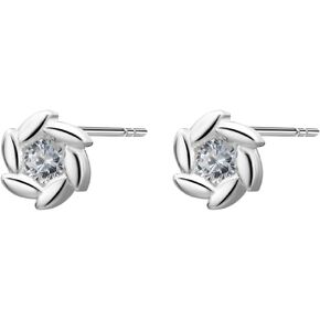 Mini Flower Cartilage Stud Earrings for Women Teen Girls 925 Sterling Silver Crystal Cubic Zirconia Floral Tragus Sleeper Tiny Studs Earring Hypoallergenic Cute Birthday Jewelry Gifts for Everyday