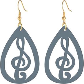Natural Wooden Teardrop Dangle Earrings for Women Girls Lightweight Bohemian Earrings Ethnic Wooden Musical Note Earrings African Earrings Geometric Statement Earrings