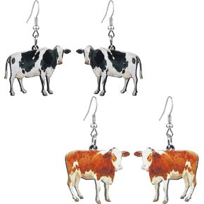 RofYof 2 أزواج من أقراط حيوانات المزرعة الأكريليك مجموعة أقراط أكريليك لطيفة على شكل حيوان لطيف حلزون أوزة بقرة دجاج متدلية أقراط متدلية للنساء والفتيات والأطفال هدايا مجوهرات ساحرة in Kuwait