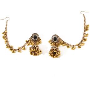 Indian Jhumka Jhumki Ethnic Dangle Earring for Women Girls Vintage Silver Gold Long Tassel Bell Drop Earrings Cubic Zirconia Boho Dangling Beaded Retro Bollywood Traditional Jewelry Ethnic Gypsy Hair Accessories Unique Gift